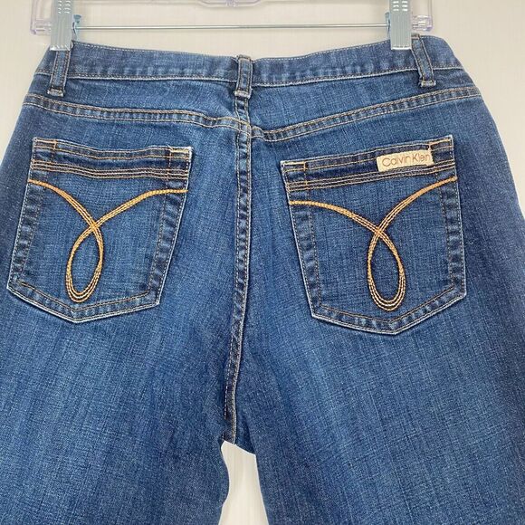 Calvin Klein Flare Bootcut Blue Jeans Women's Size 10 Stretch‎ embroidery - Picture 3 of 16